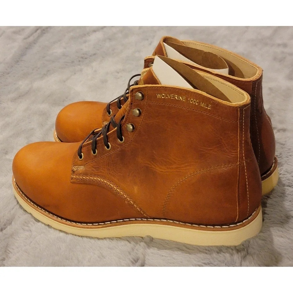 Wolverine 1000 Mile Boots Mens 13 Brown Buffalo Trace Chukka Made USA Lace Up